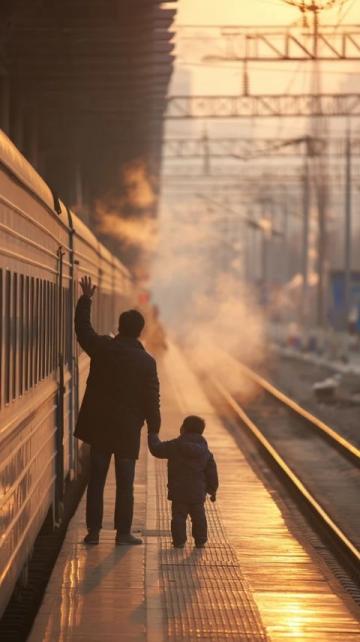 孩子在車站附近的長途火車旅行中的折疊困境